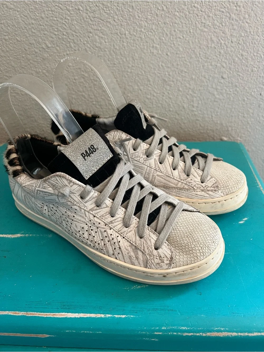 P448 John-W Dusty Giraffe Sneakers Calf Hair Size 36